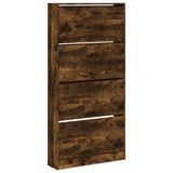 Shoe Cabinet with 4 Flip-Drawers Smoked Oak 80x21x163.5 cm 3214368