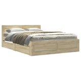 Bed Frame with Headboard without Mattress Sonoma Oak 135x190 cm Double 3295599