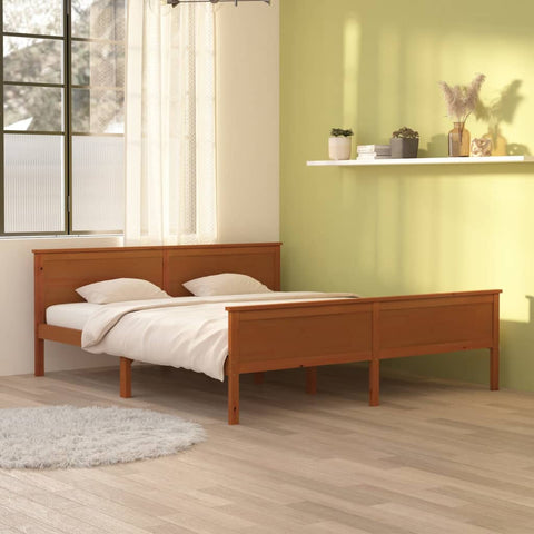 Bed Frame without Mattress Honey Brown Solid Wood Pine 180x200cm 322193