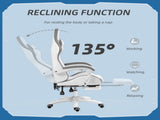 Computer Gaming Chair, PU Leather Desk Chair with Footrest, Swivel Task Chair with 135&deg Reclining T3398P343011