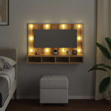 ZNTS Mirror Cabinet with LED Artisan Oak 90x31.5x62 cm 857006