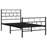 Metal Bed Frame without Mattress with Footboard Black 100x190cm 355671