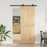 Sliding Door with Hardware Set 80x210 cm Solid Wood Pine 3332665