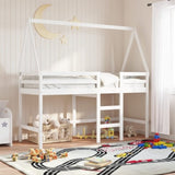 ZNTS Loft Bed with Ladder and Roof without Mattress White 80x200 cm 3282107