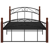 Bed Frame without Mattress Black Metal&Solid Oak Wood 120x200 cm 324920