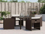 Garden Chairs with Cushions 4 pcs Brown Poly Rattan 364986