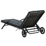 Sun Lounger with Cushion & Wheels Poly Rattan Anthracite 47749