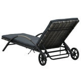 Sun Lounger with Cushion & Wheels Poly Rattan Anthracite 47749