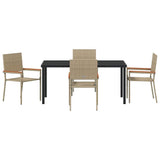 Garden Dining Set with Cushion 5 pcs Beige Poly Rattan 3379719