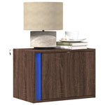 ZNTS Wall-mounted Bedside Cabinets with LED Lights 2 pcs Brown Oak 852102