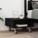 Side Table with Wheels Black Oak 50.5 x 50 x 30 cm 891025