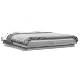 Bed Frame with LED Lights without Mattress Grey Sonoma 160x200cm 3281089