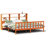 ZNTS Bookcase Bed without Mattress Wax Brown 200x200 cm Solid Wood Pine 3321726