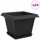 Plant Pots 24 pcs Black 28.5 x 28.5 x 22 cm Plastic 3403314