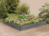 Garden Raised Bed with Liner Grey 120x120x25 cm Solid Wood Fir 364294
