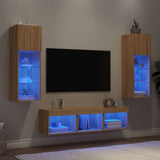 5 Piece TV Wall Units with LED Sonoma Oak Engineered Wood 3216599