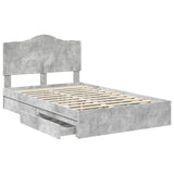 Storage Bed Concrete Grey 135 x 190 cm Engineered Wood 3413516