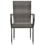 Dining Set Grey Solid Acacia wood, PE Rattan, Powder-Coated Steel 3068751