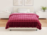 Anti-Slip Faux Rabbit Fur Blanket Olite Bordeaux Red Polyester 42021849