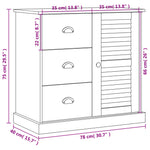 Sideboard with Drawers VIGO 78x40x75 cm Solid Wood Pine 353199