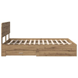 Bed Frame with Drawer Artisan Oak 140 x 190 cm Engineered Wood 3412381