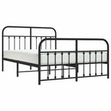 Metal Bed Frame without Mattress with Footboard Black 150x200cm 352598
