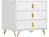 Elegant Chest of Three Drawers - White/Gold-Tone T3398P344424