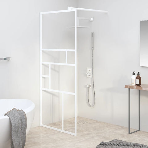 Walk-in Shower Wall 90x195 cm ESG Glass White 151869