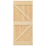 Sliding Door 100 x 210 cm Solid Pine Wood Natural and Black 3444867