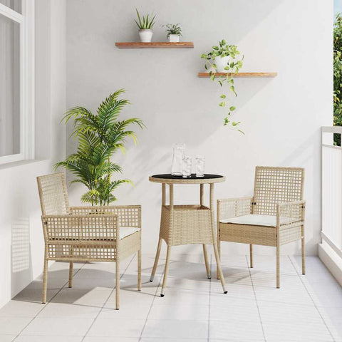 Garden Dining Set 3 pcs Beige Poly rattan 3334949
