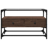 TV Cabinet with Glass Top Brown Oak 80x35x51 cm Engineered Wood 846063