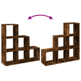 Room Divider Bookcase 3-Tier Smoked Oak 99x29x99 cm Engineered Wood 857962