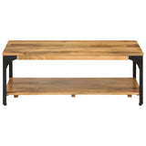 ZNTS 2-Layer Coffee Table 100x55x38 cm Solid Wood Mango and Steel 352019