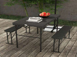 Folding Picnic Table 2 Benches, 3-Piece Portable Garden Furniture Set for 4, Dining Table Set T3398P320191