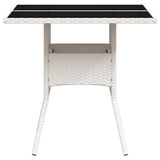 Garden Table with Glass Top White 80x80x75 cm Poly Rattan 368132