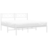 Metal Bed Frame without Mattress with Headboard White 140x190cm 372326