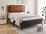 Metal 4ft6 double bed 135190cm, With a PU-upholstered headboard, Durable and Sturdy, Youth N604P390164B