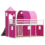 Bunk Bed without Mattress with Slide and Curtains Pink 90x190 cm Single 3284184