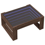 Coffee Table with Infinity LED Brown Oak 70x53x30 cm 847636
