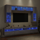 8 Piece TV Wall Cabinet Set with LED Lights Grey Sonoma 3216769