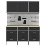 Work Bench with Drawer 8 pcs Black 150 x 55 x 200 cm Steel 3321434