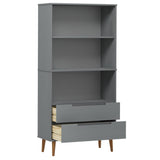 Bookcase MOLDE Grey 85x35x170,5 cm Solid Wood Pine 350542