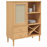 Highboard SENJA Rattan Look Brown 90x40x112cm Solid Wood Pine 358052