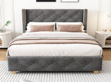 Upholstered bed,Single Bed-3ft ,With slatted frame and headboard, Button Rivet N606P243925G