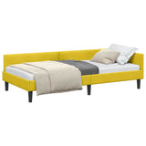 Corner Bed Frame Yellow 100 x 200 cm Velvet and Engineered wood 42016170