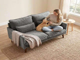 2 Seater Sofa, Loveseat Sofa with Spring Cushions, Wide and Deep Seat, Wood Legs, Grey T3398P552549