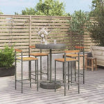 5 Piece Garden Bar Set Grey Poly Rattan&Solid Wood Acacia 3187721