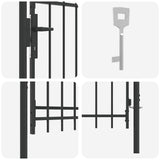 Fence Gate BOXTEL 103 x 150 cm Powder-Coated Steel Grey 42008867