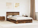 Bed Frame with Drawer Old Wood 135 x 190 cm Engineered Wood 3411986