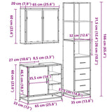 ZNTS 3 Piece Bathroom Furniture Set Smoked Oak Engineered Wood 3301147